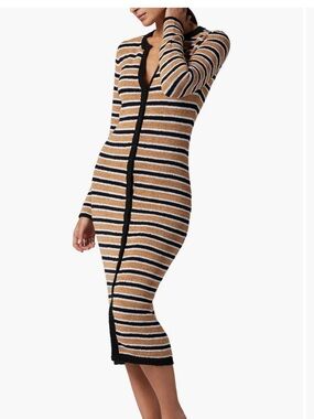 Joie Black and Tan Striped Knit Dress